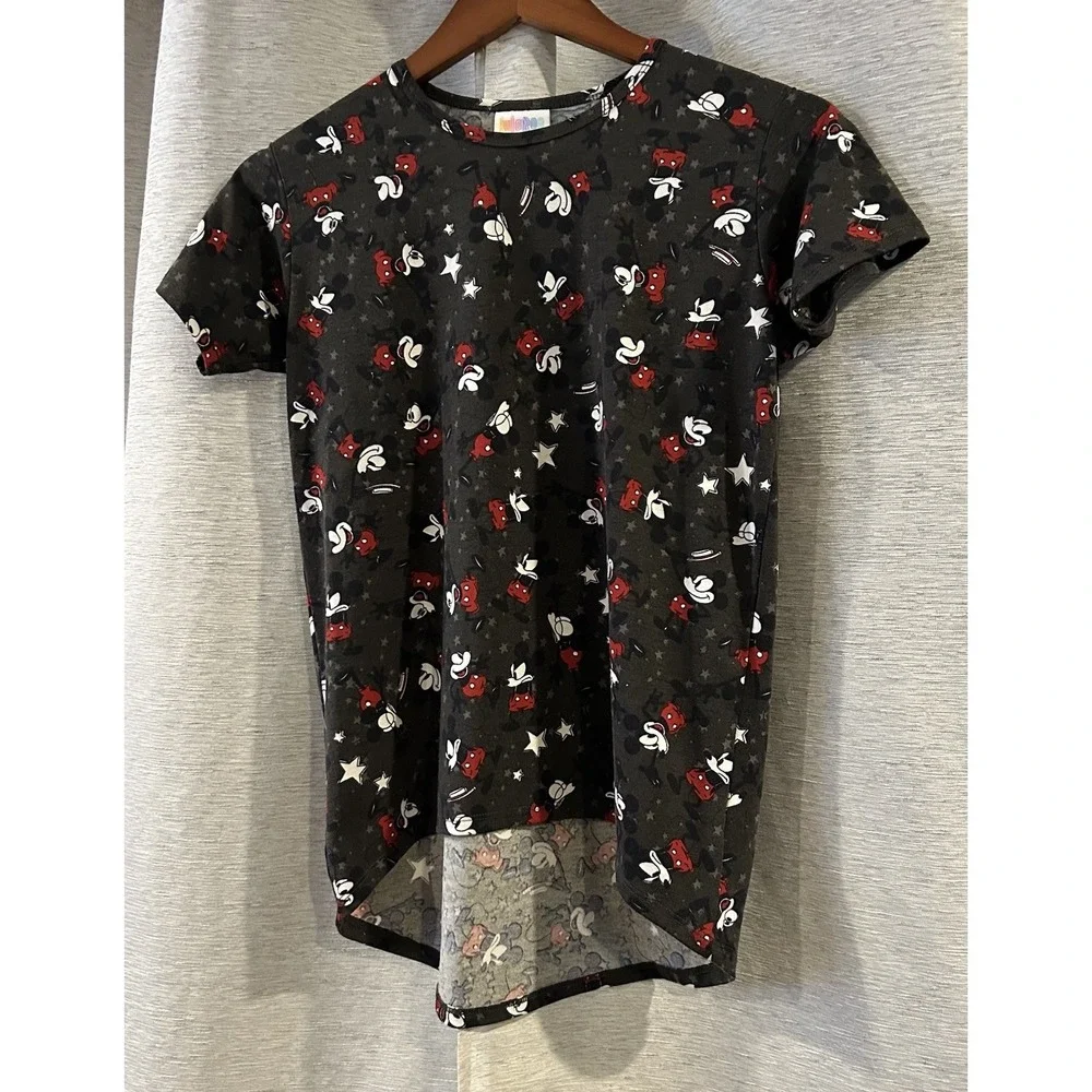 Lularoe Mickey Mouse Blue Shirt Kids Size 10 Stars Long Tunic Short‎ Sleeve